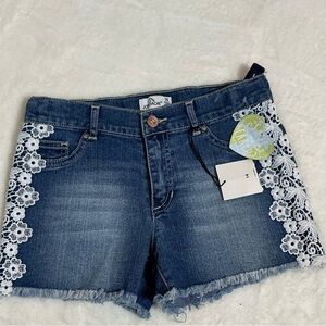Jordache Blue Denim Shorts with White Lace